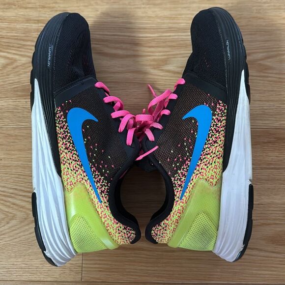 NIKE Big Kids LunarGlide Sneakers 6.5Y 8.5W Blue Black Pink Athleisure Running - Picture 7 of 9